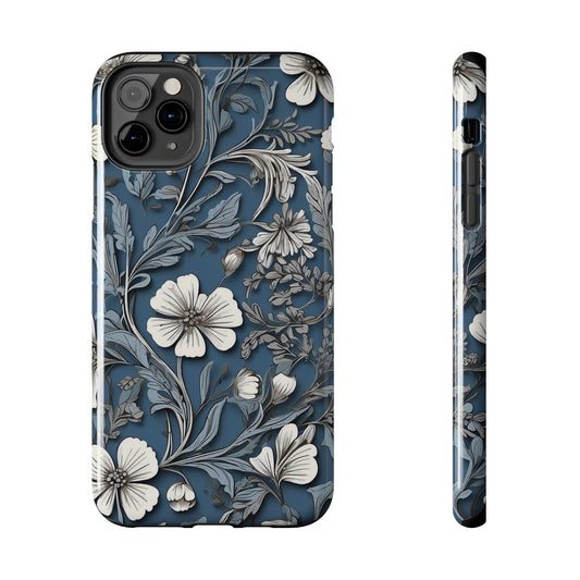 Blue & silver flower Tough iPhone Case/ iphone accessories/ flowers