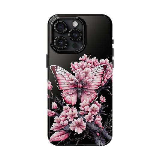 Pink & black floral & butterfly Phone Case- iPhone compatible