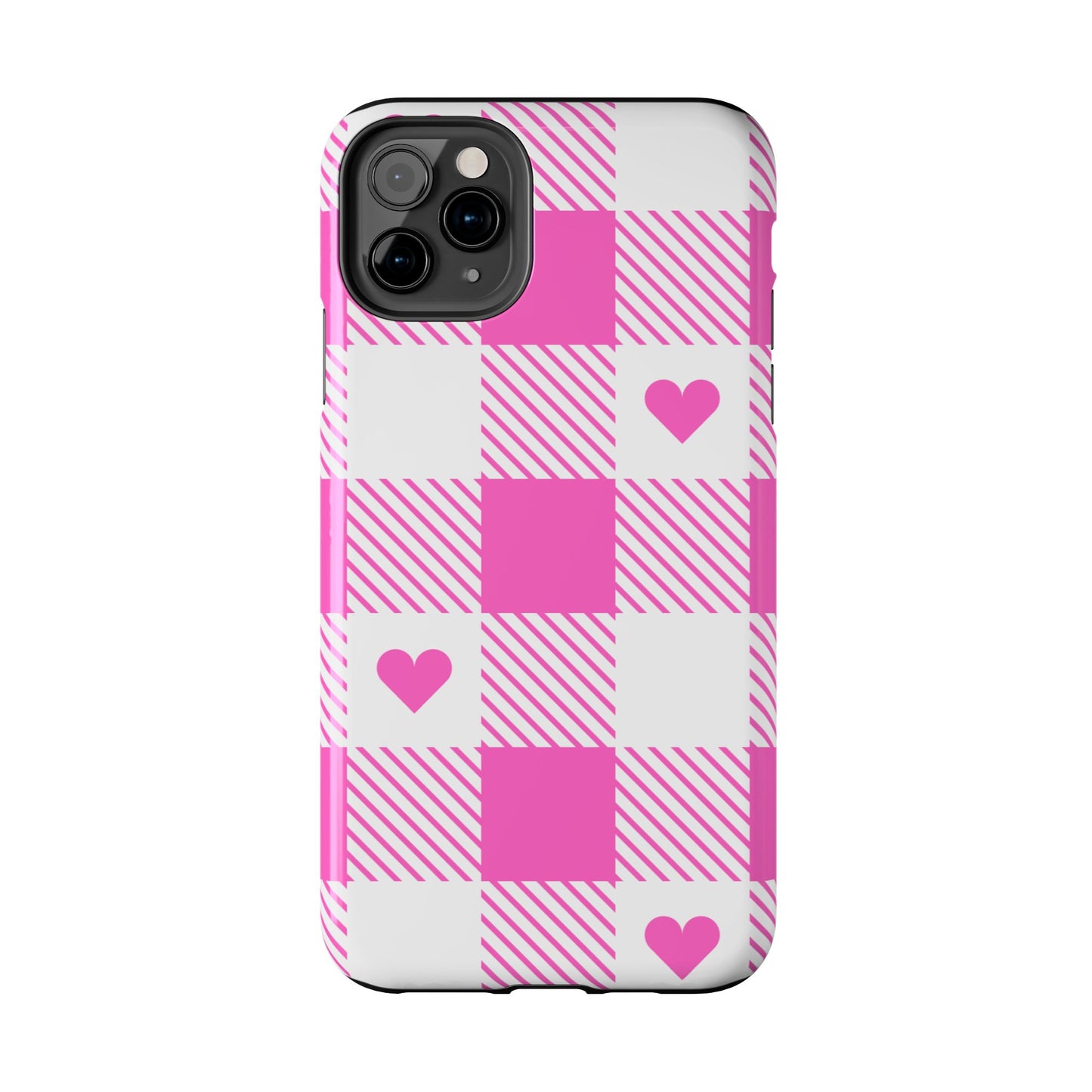 Hearts & Plaid- Valentines day iPhone case- Romantic & stylish design