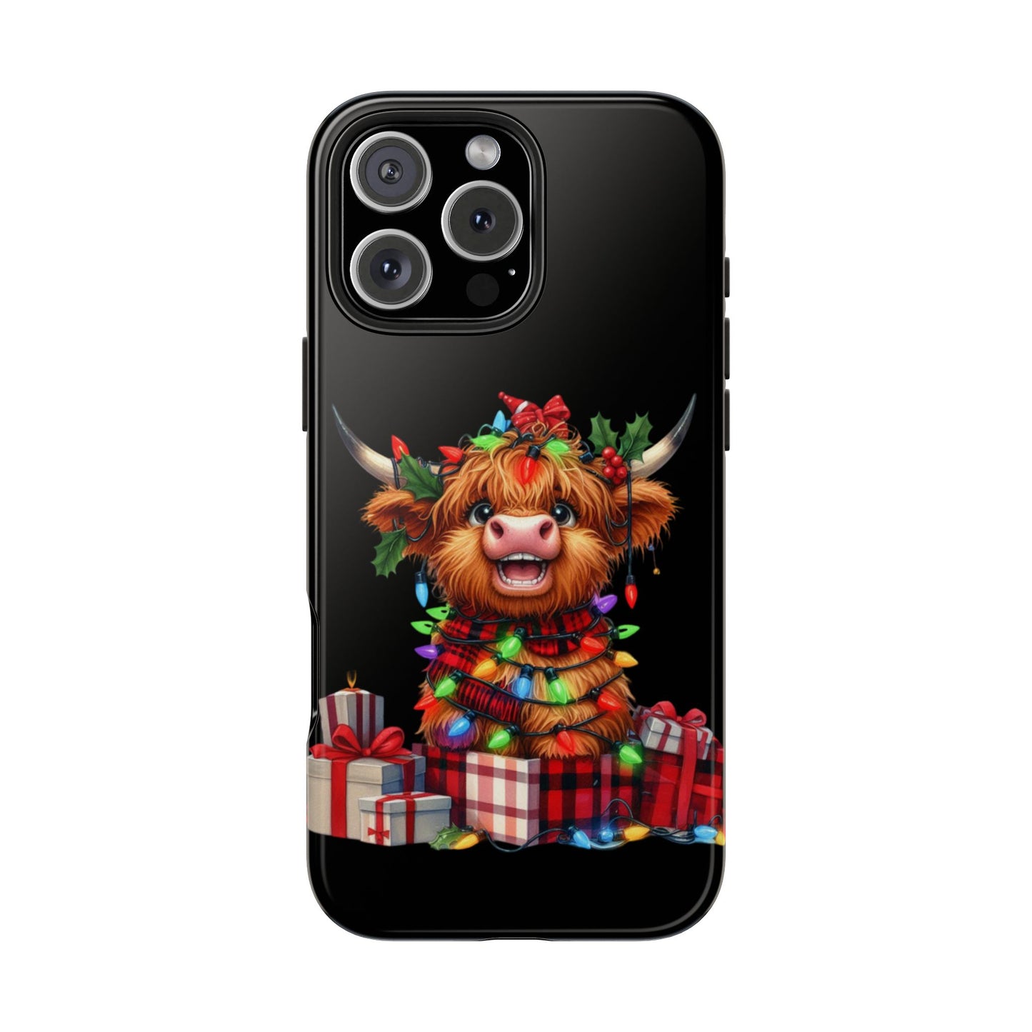 Christmas Lights Highland Cow iPhone Case | Sole Artist Studio