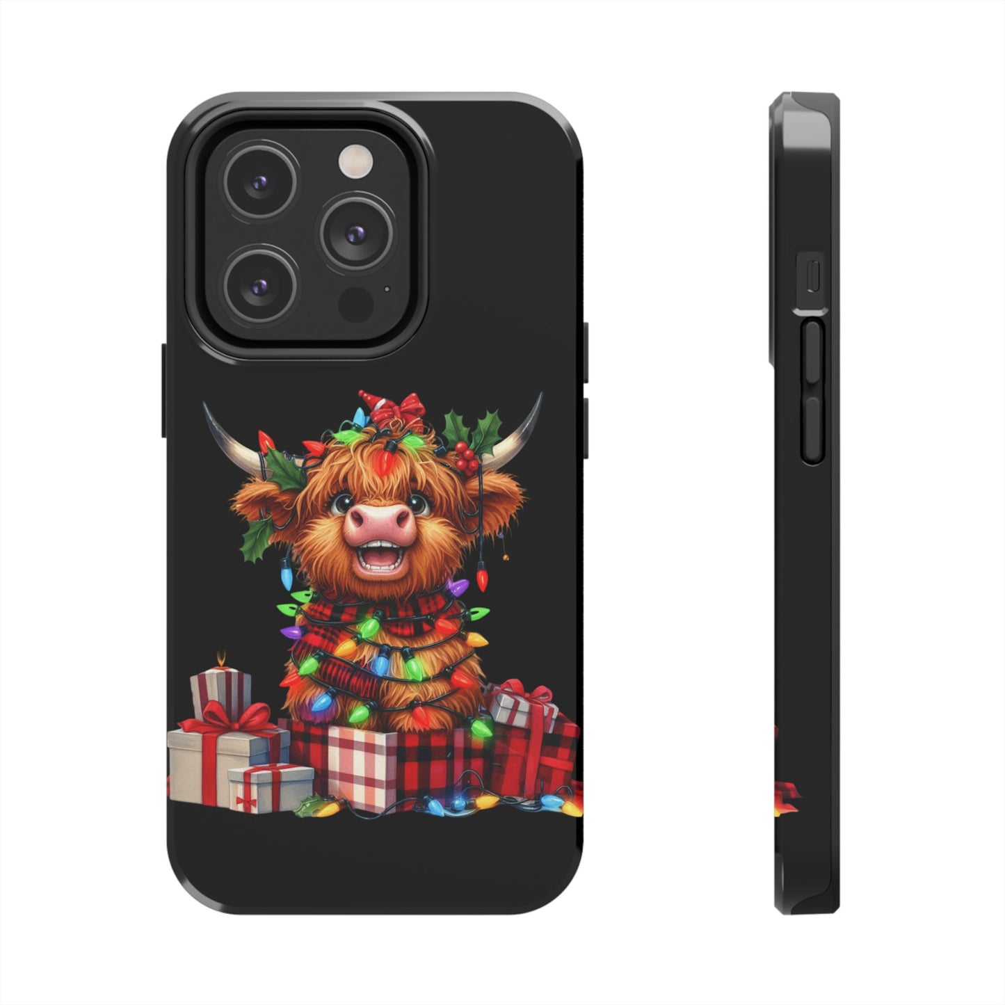 Christmas Lights Highland Cow iPhone Case | Sole Artist Studio