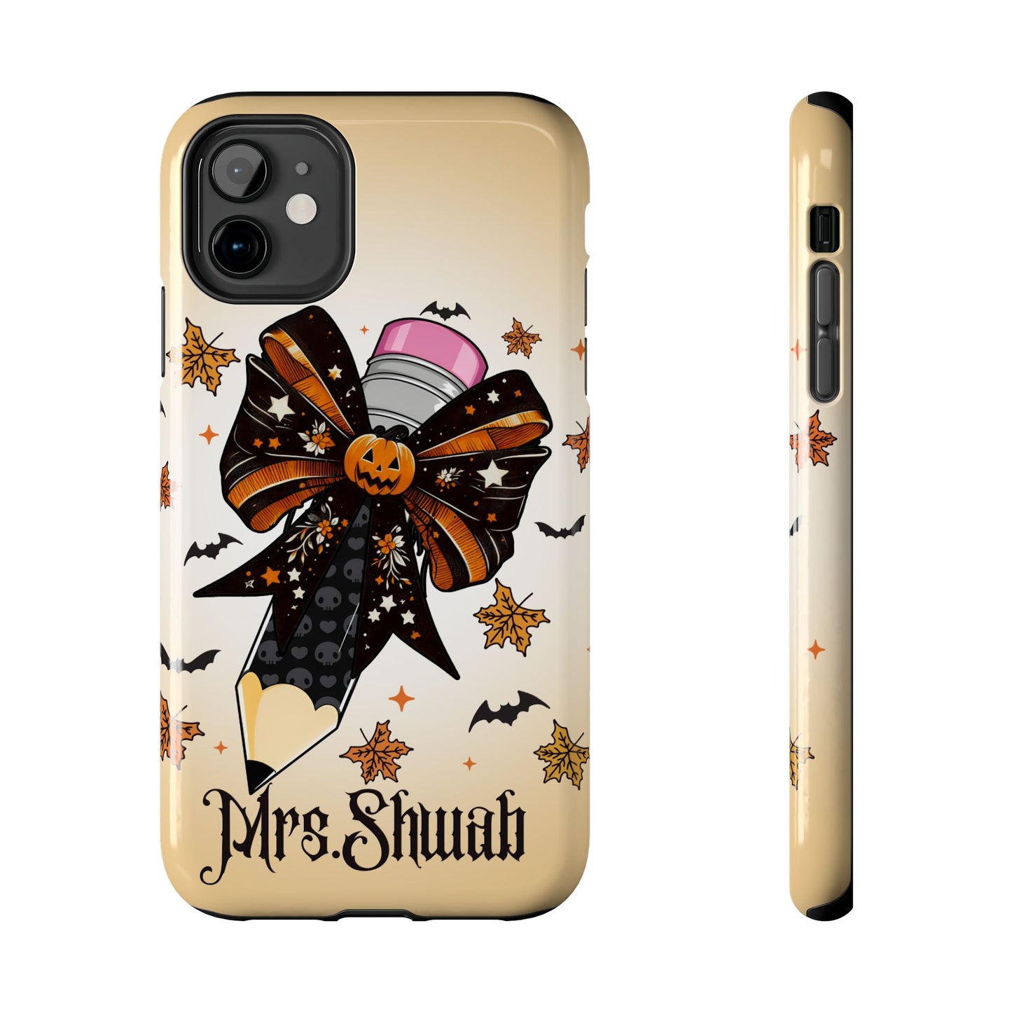 Personalized Halloween themed phone case for Teachers, Models 11-15