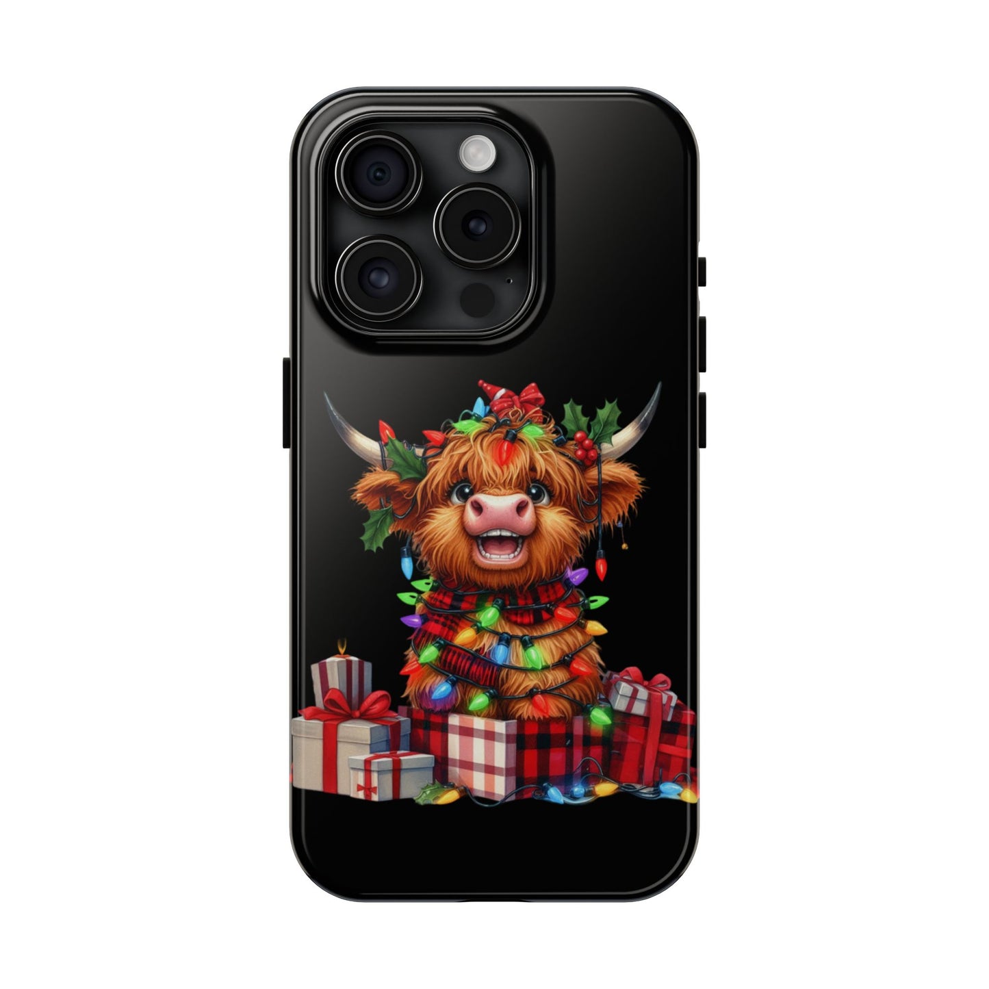 Christmas Lights Highland Cow iPhone Case | Sole Artist Studio