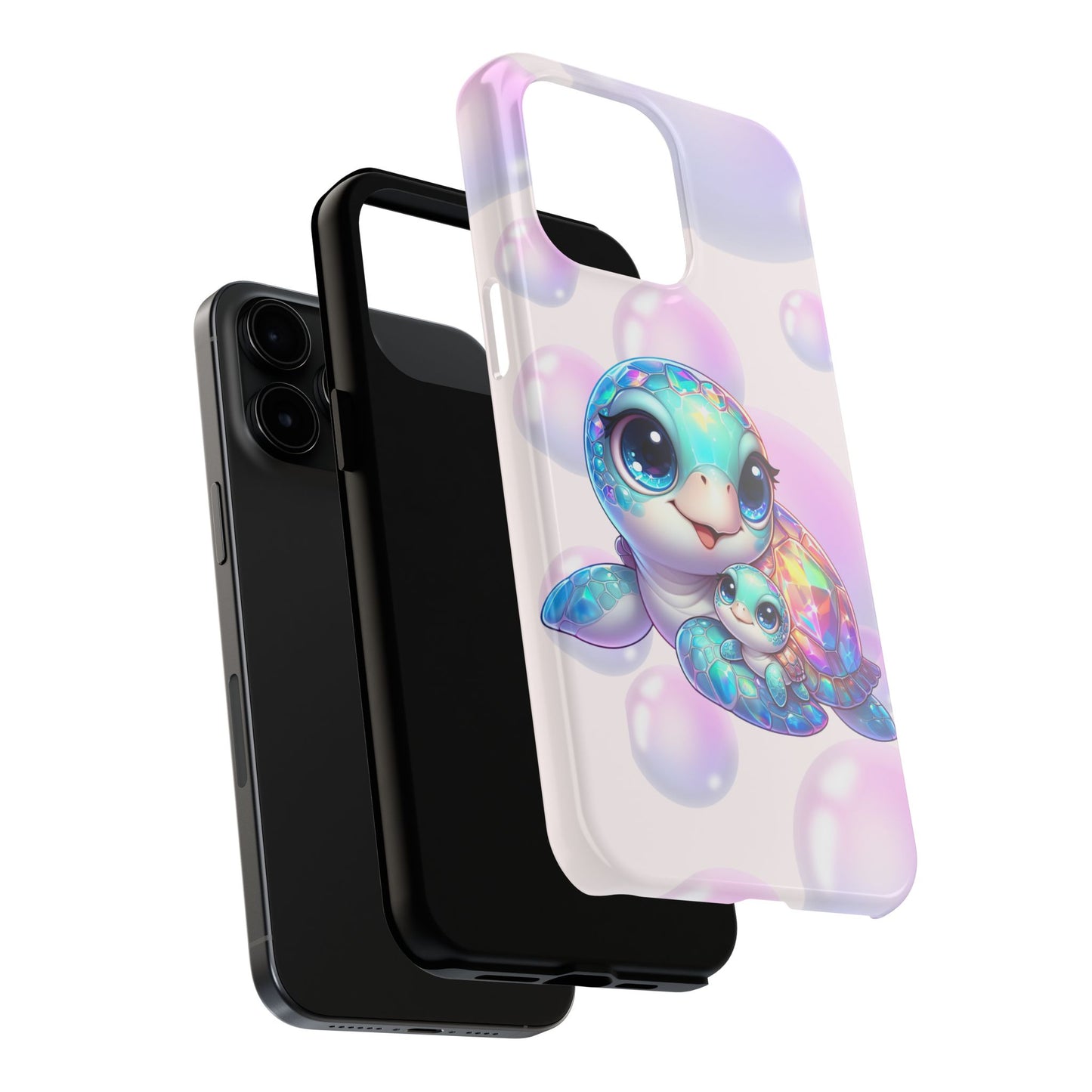 Mama & baby sea turtles summer aesthetics iPhone case. Compatible with iPhone models 11-15 including all mini, plus, pro & pro max. Custom phone case for smartphones. design for Girls, Woman