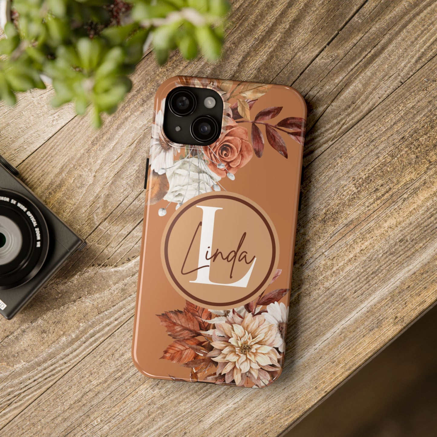 Custom Initial & Name Autumn Floral iPhone Case – Personalized Monogram Phone Cover