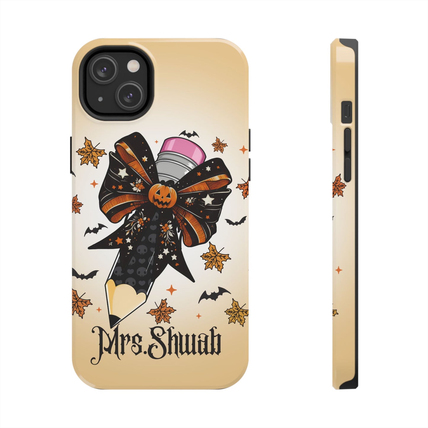 Custom Teacher Halloween iPhone Case – Personalized Spooky Bow Phone Cover