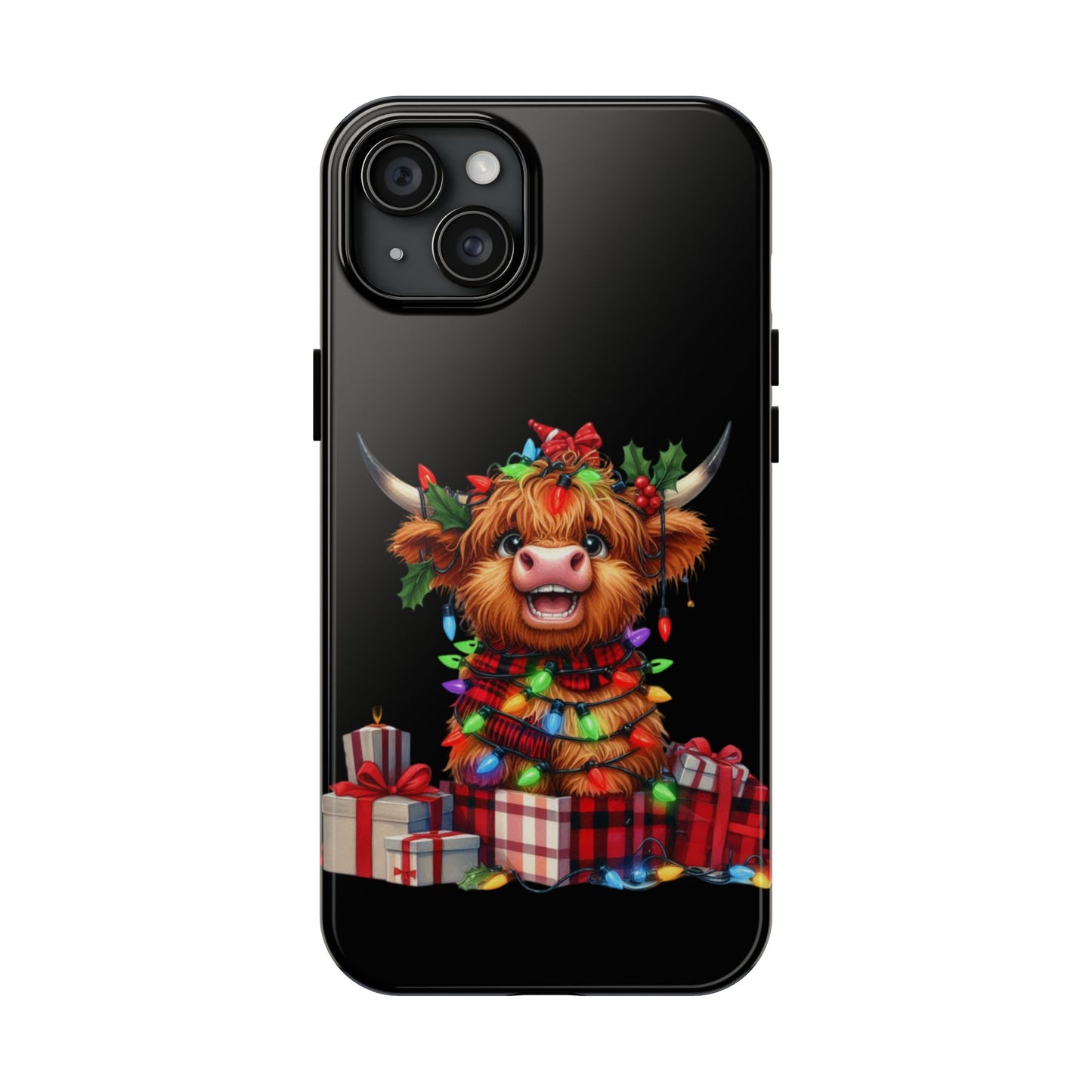 Christmas Lights Highland Cow iPhone Case | Sole Artist Studio