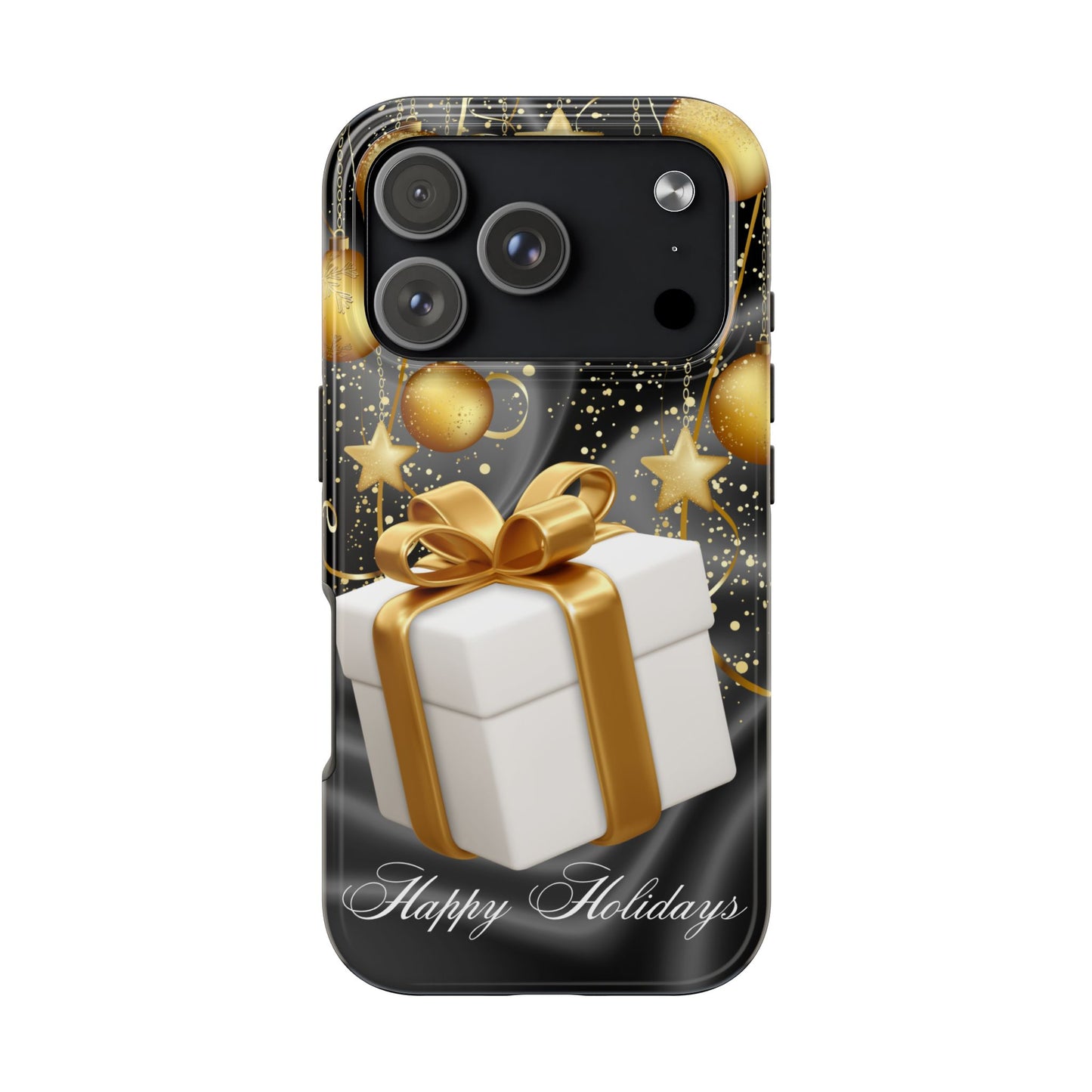 Black & Gold Happy Holidays iPhone Case | Sole Artist Studio