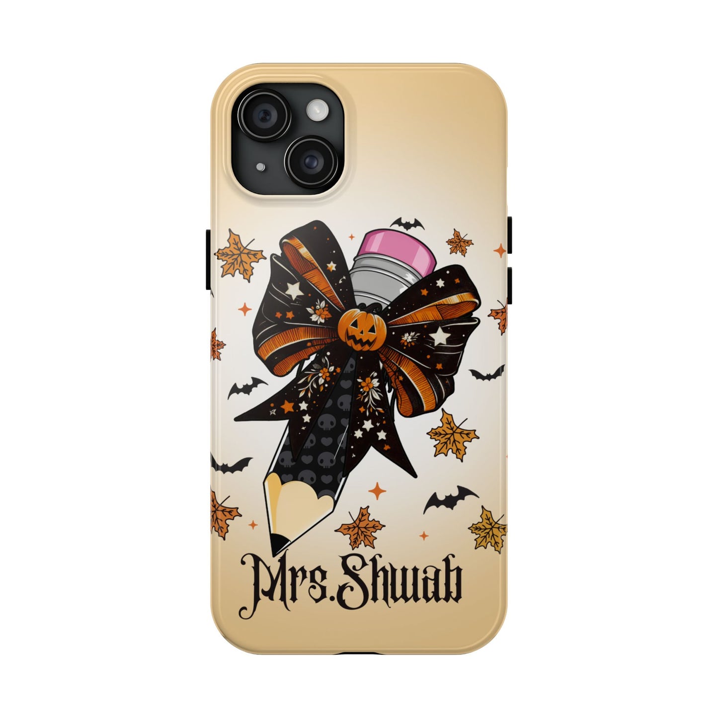 Custom Teacher Halloween iPhone Case – Personalized Spooky Bow Phone Cover
