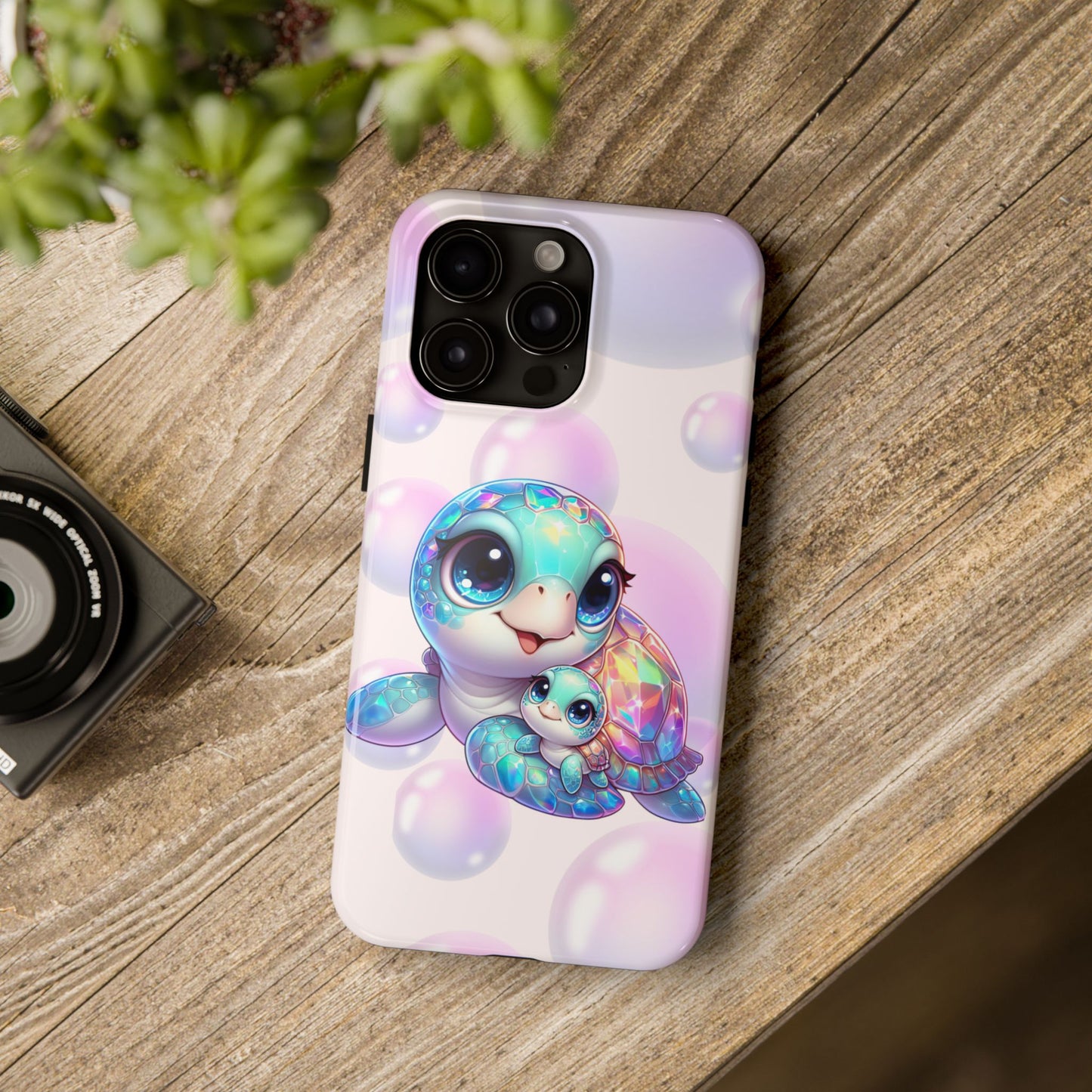 Mama & baby sea turtles summer aesthetics iPhone case. Compatible with iPhone models 11-15 including all mini, plus, pro & pro max. Custom phone case for smartphones. design for Girls, Woman