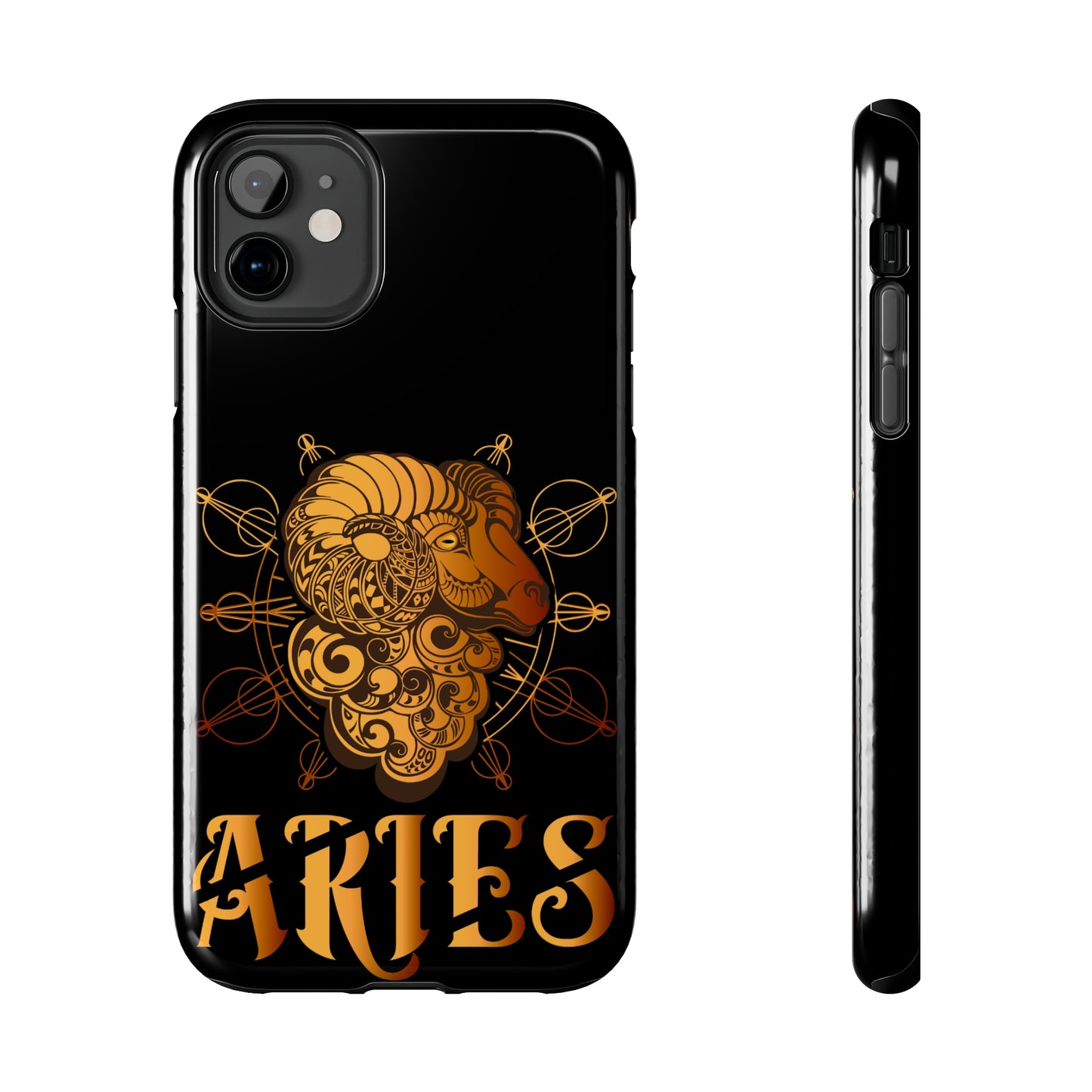 Gold & black Aries IPhone case
