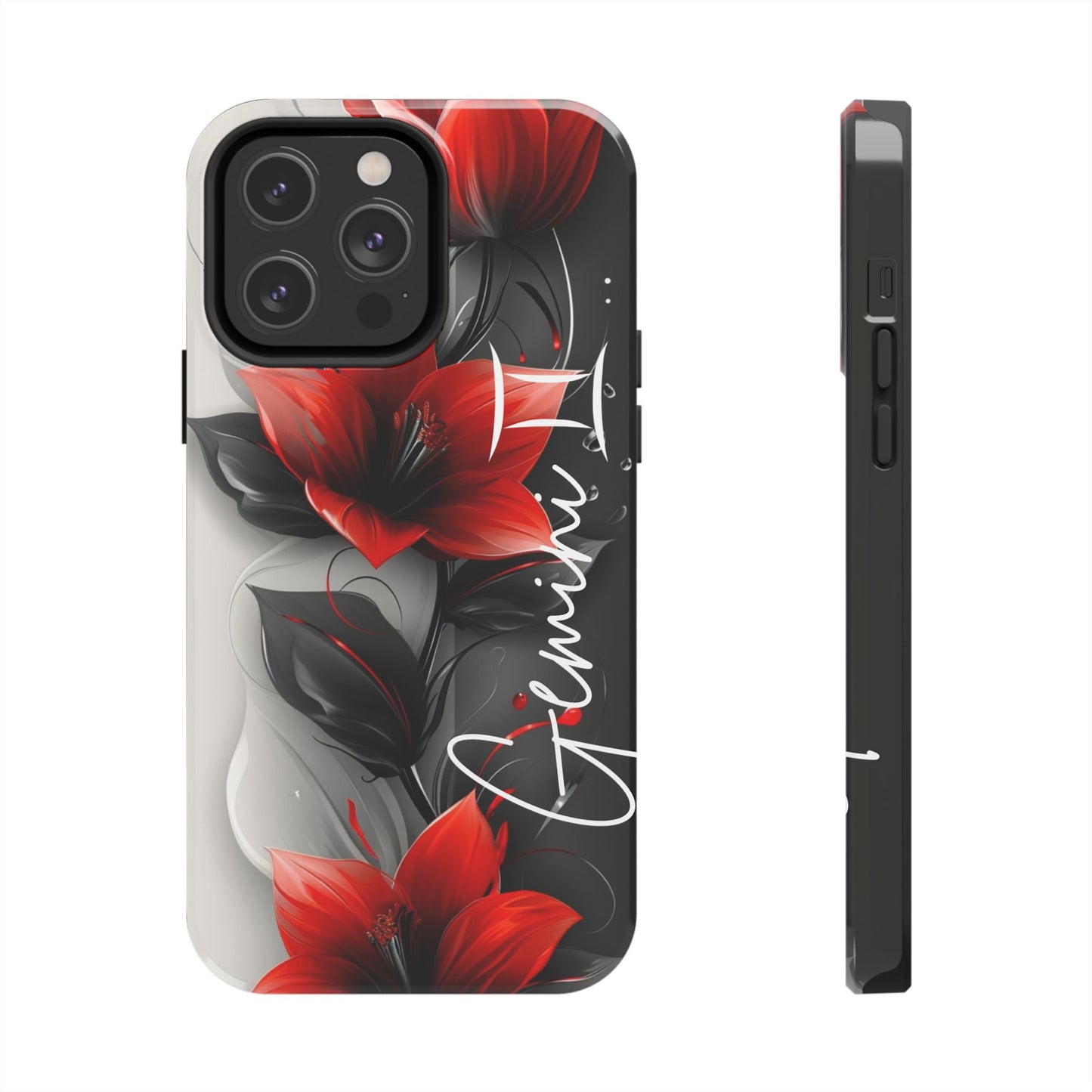 Custom Name Red Floral iPhone Case – Personalized Elegant Phone Cover