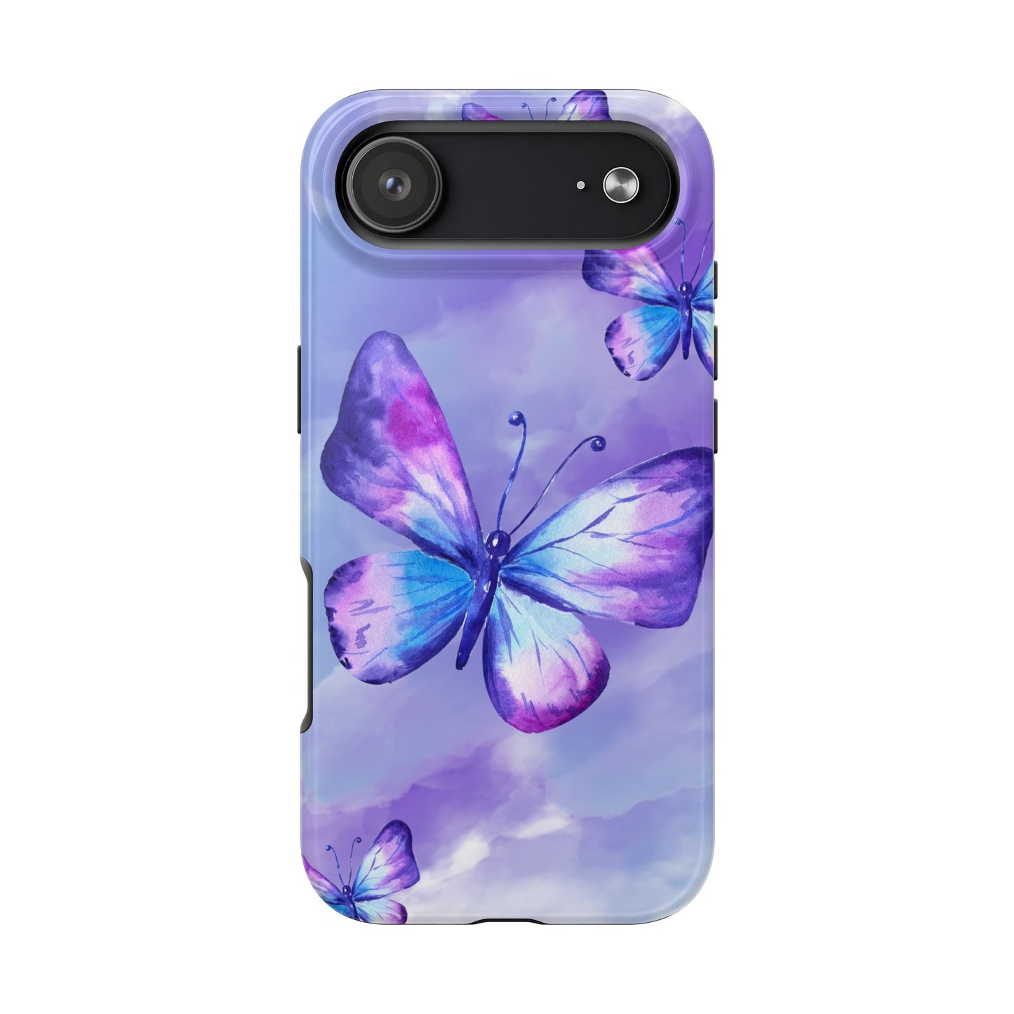 Purple & Blue Butterfly Watercolor Tough iPhone Case | Sole Artist Studio