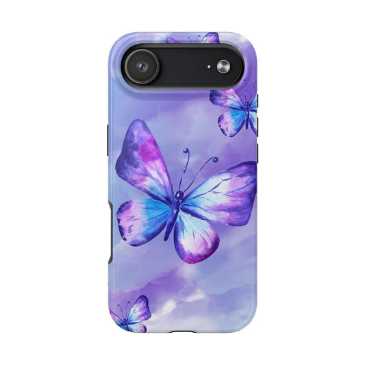 Purple & Blue Butterfly Watercolor Tough iPhone Case | Sole Artist Studio