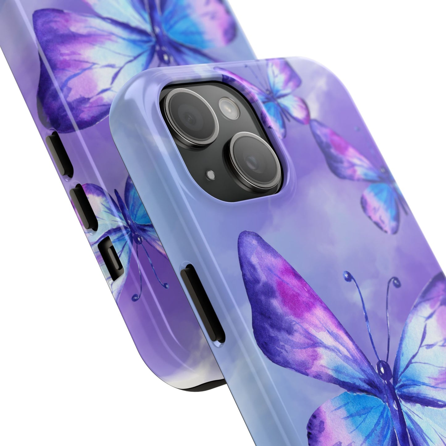 Purple & Blue Butterfly Watercolor Tough iPhone Case | Sole Artist Studio