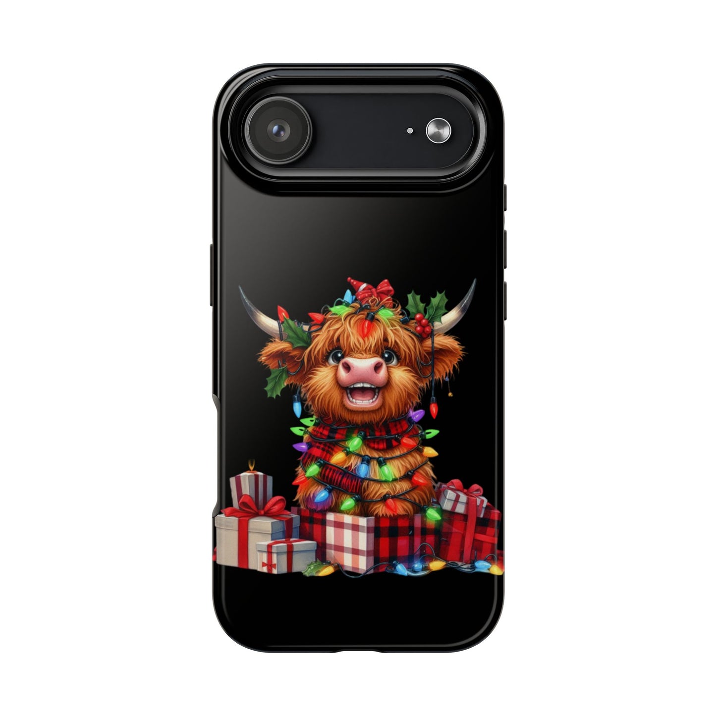 Christmas Lights Highland Cow iPhone Case | Sole Artist Studio