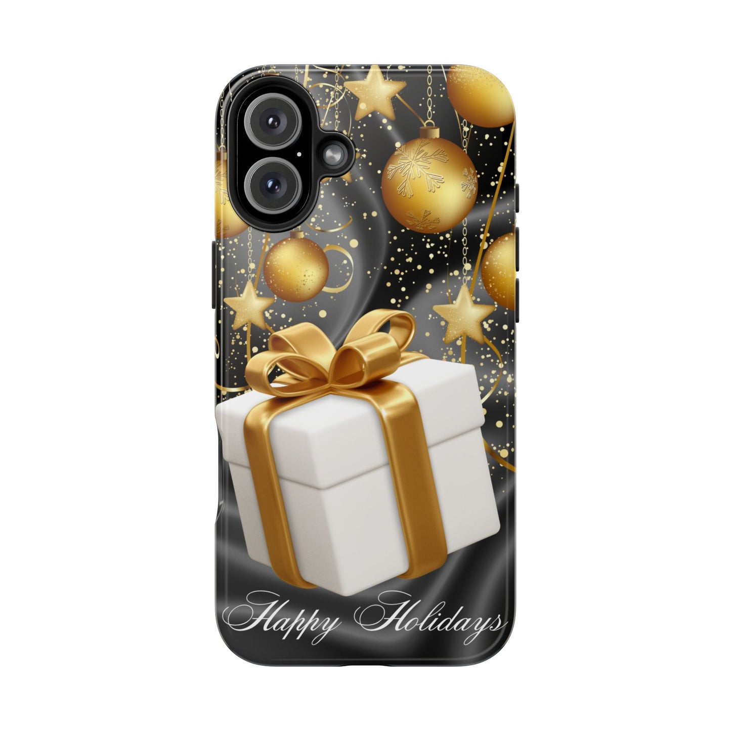 Black & Gold Happy Holidays iPhone Case | Sole Artist Studio