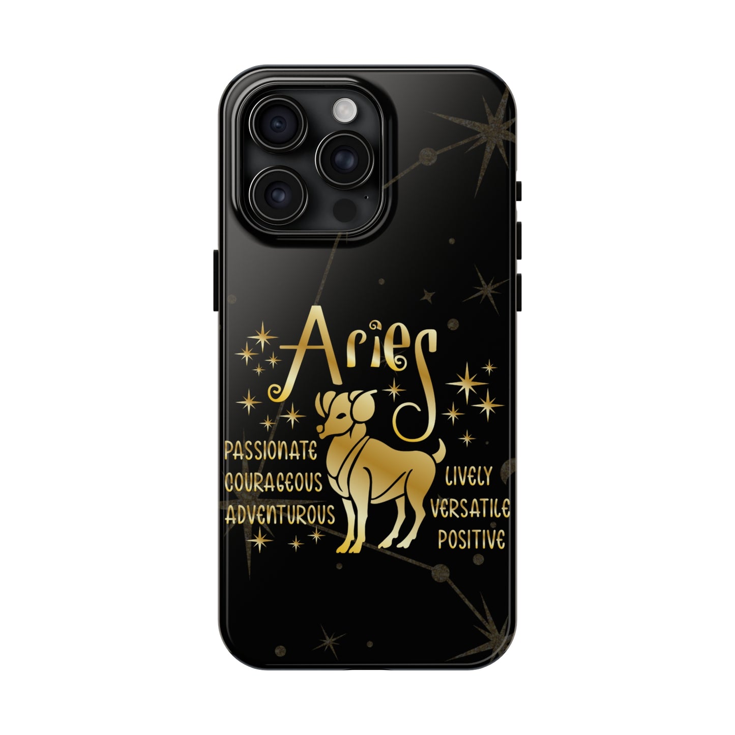 Aries traits, black & gold Iphone case