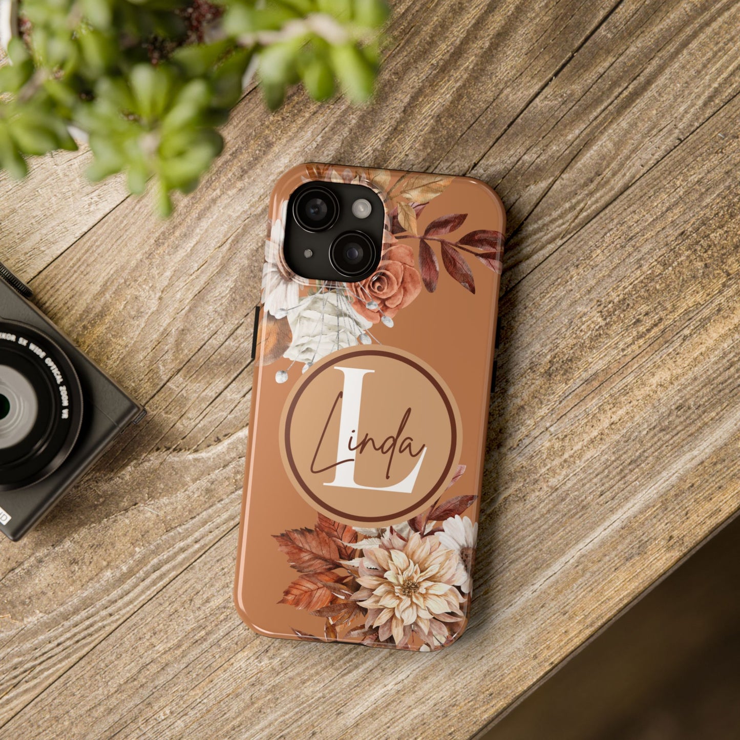 Custom Initial & Name Autumn Floral iPhone Case – Personalized Monogram Phone Cover