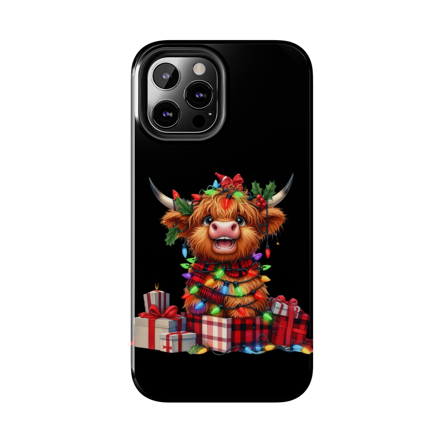 Christmas Lights Highland Cow iPhone Case | Sole Artist Studio