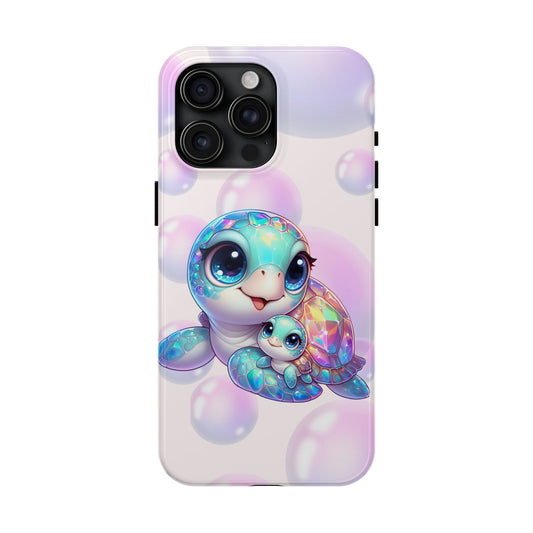 Mama & baby sea turtles summer aesthetics iPhone case. Compatible with iPhone models 11-15 including all mini, plus, pro & pro max. Custom phone case for smartphones. design for Girls, Woman