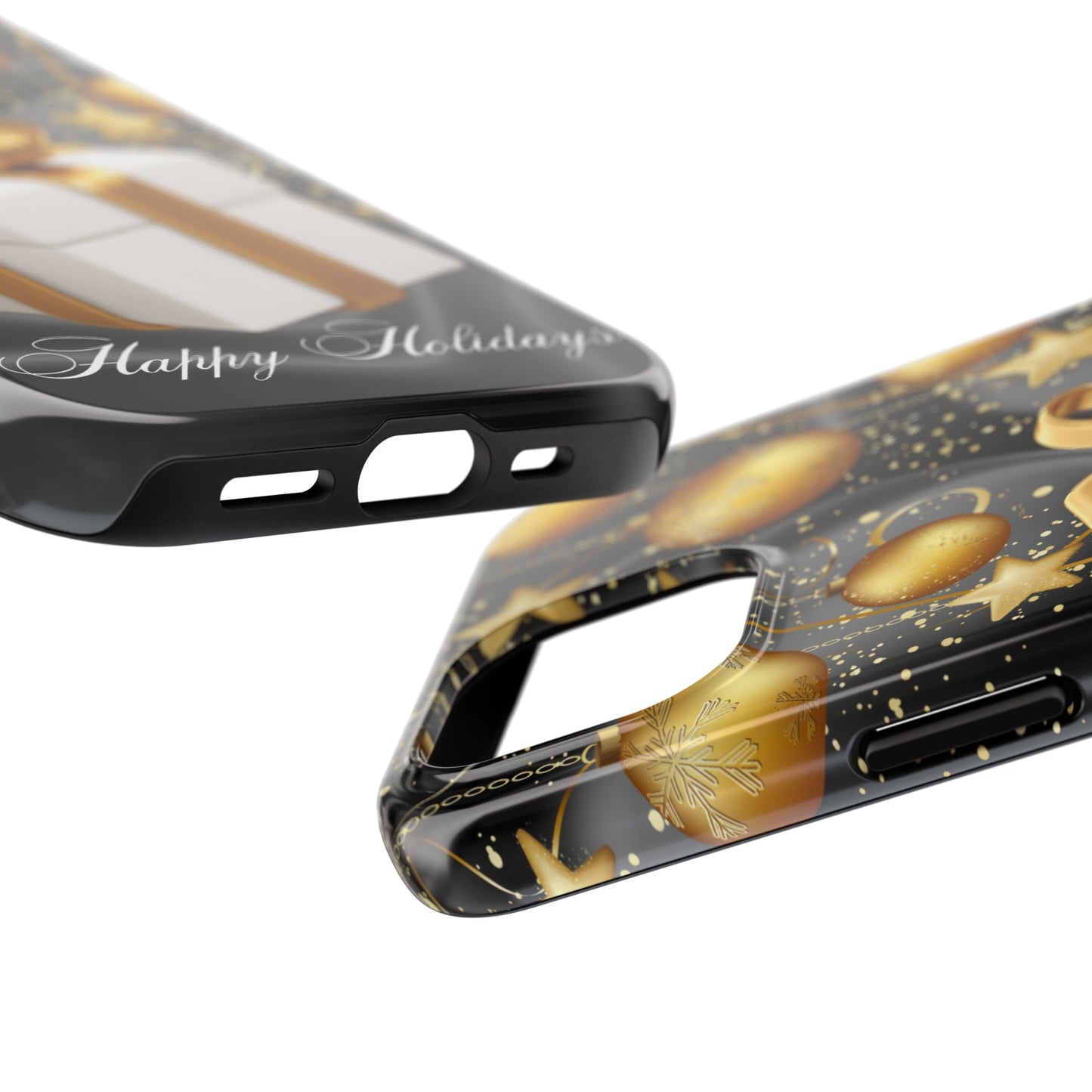 Black & Gold Happy Holidays iPhone Case | Sole Artist Studio