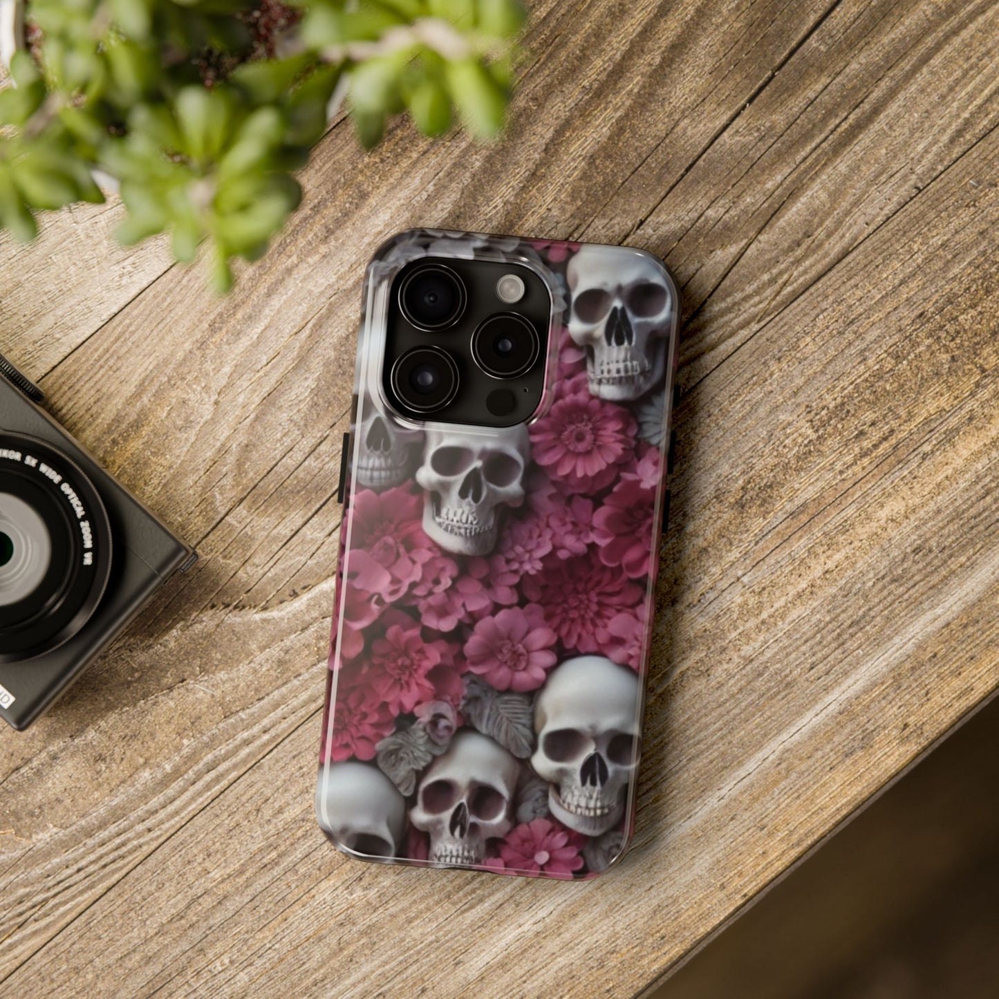 3D Skulls & flowers, Halloween themed iPhone case Models 11-15