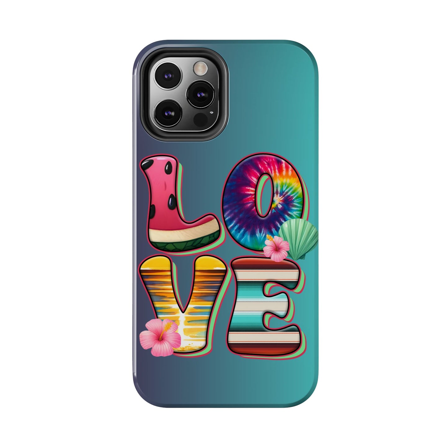 Boho style LOVE summer aesthetics iPhone case. Compatible with iPhone models 11-16 Custom phone case for smartphones. design for Girls, Woman