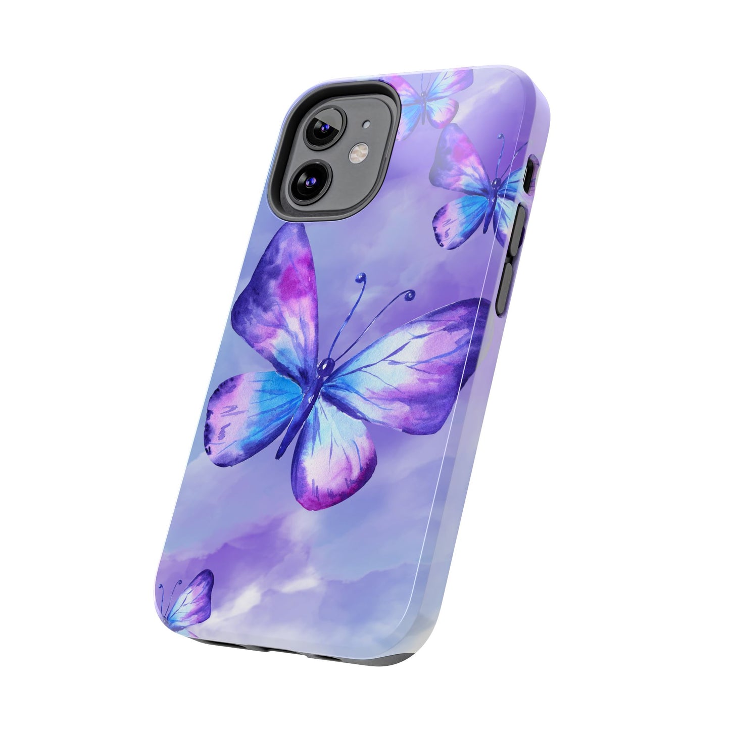 Purple & Blue Butterfly Watercolor Tough iPhone Case | Sole Artist Studio