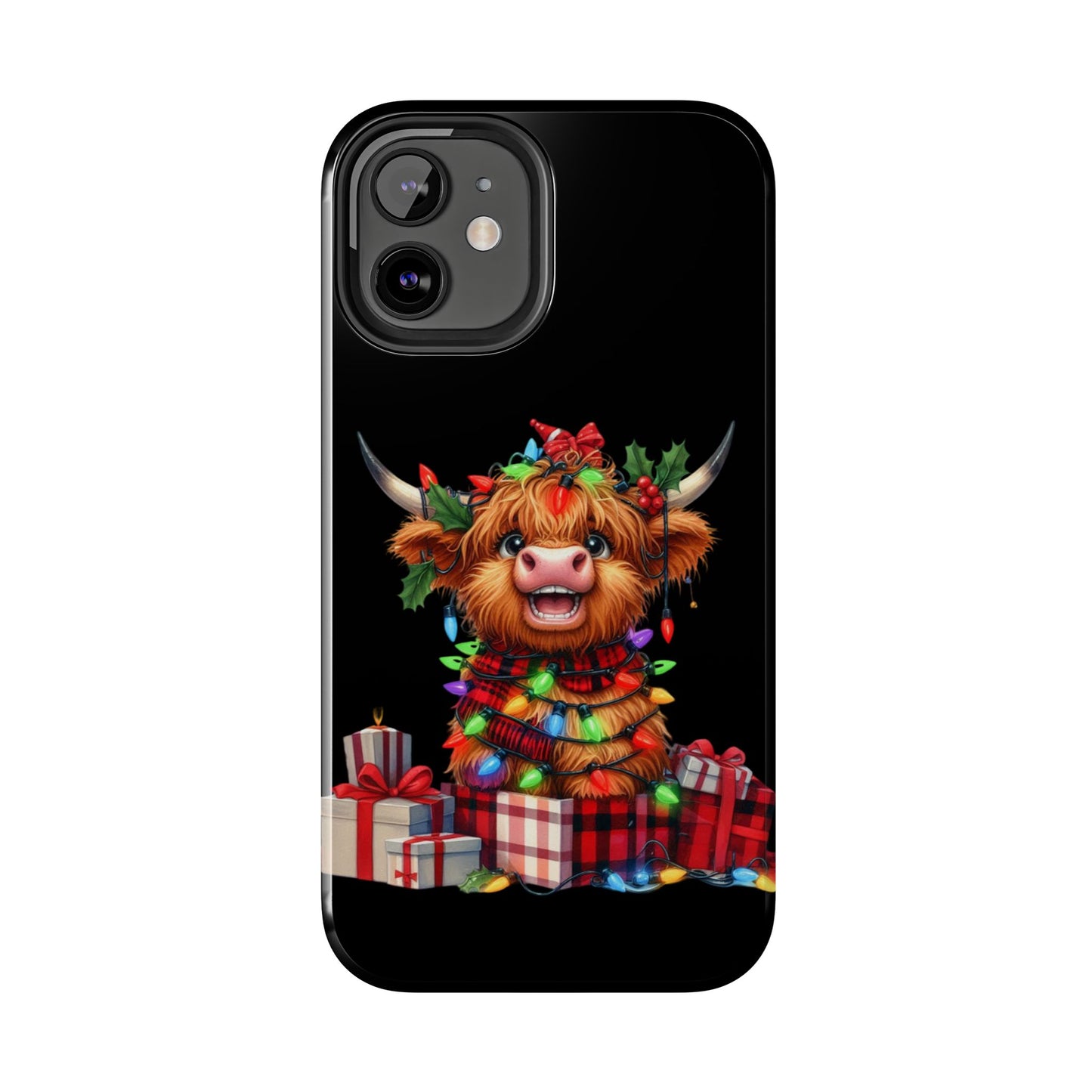 Christmas Lights Highland Cow iPhone Case | Sole Artist Studio