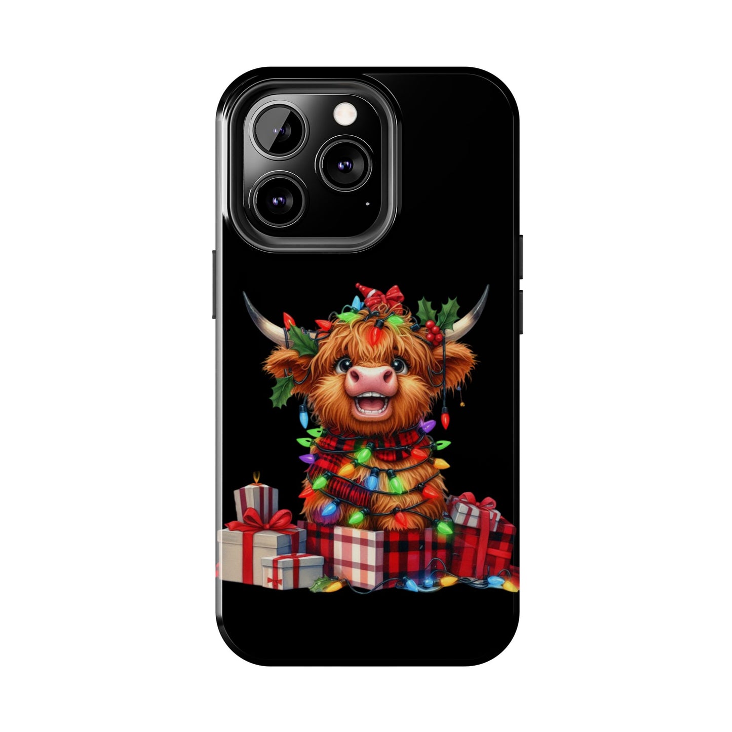 Christmas Lights Highland Cow iPhone Case | Sole Artist Studio