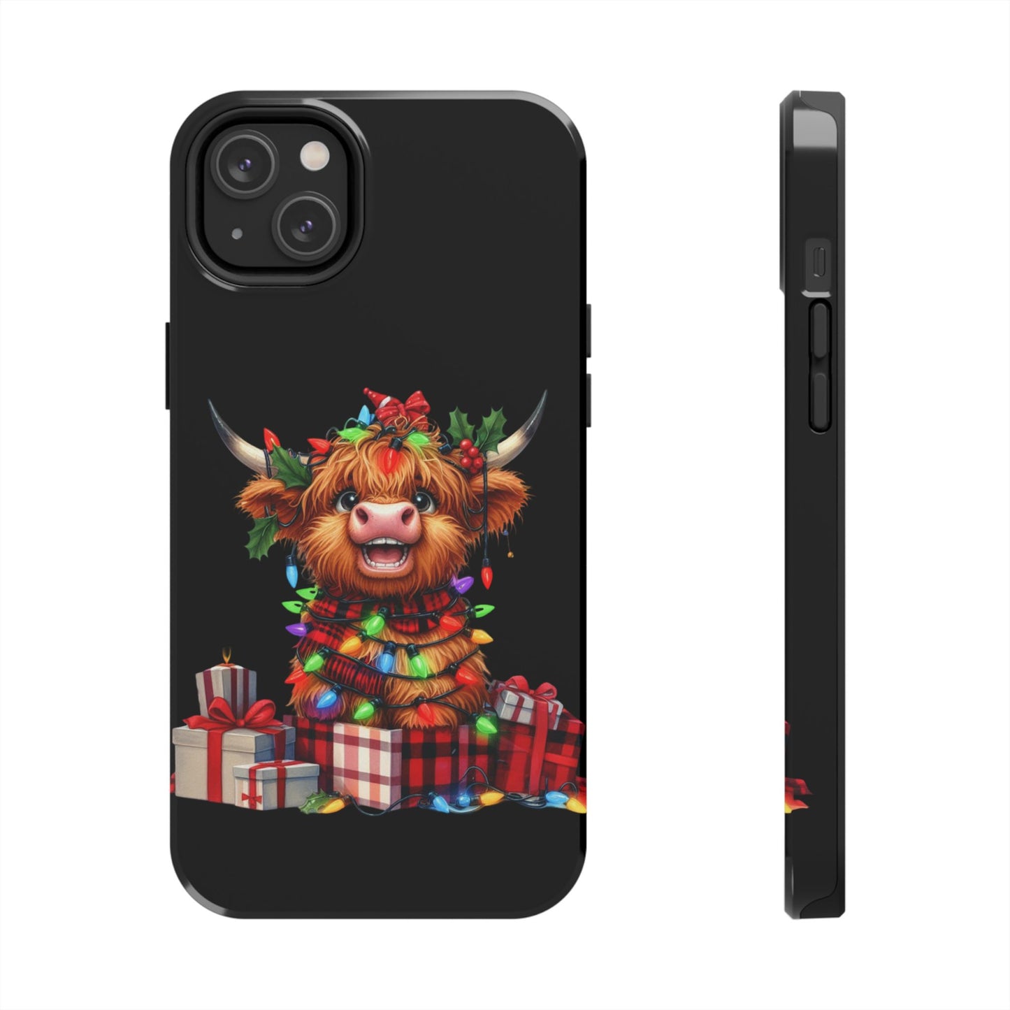 Christmas Lights Highland Cow iPhone Case | Sole Artist Studio