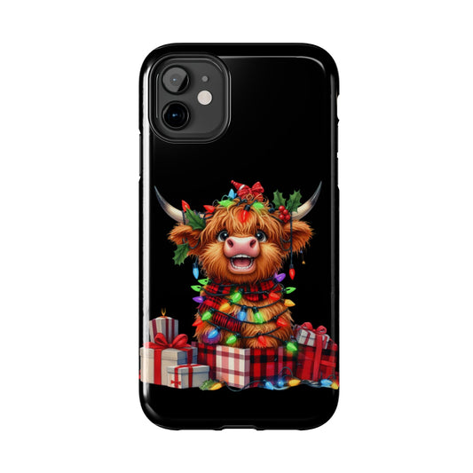 Christmas Lights Highland Cow iPhone Case | Sole Artist Studio