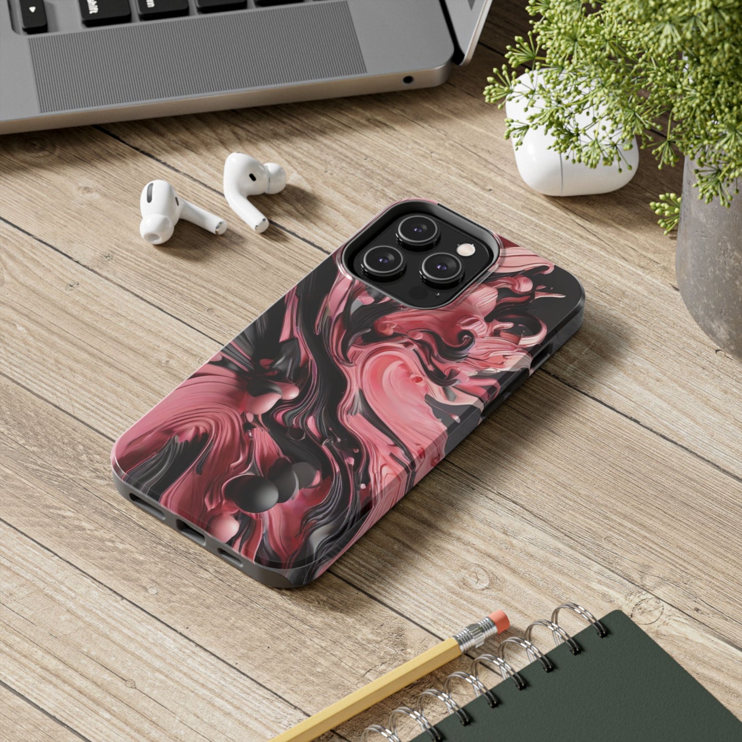 Pink & black abstract iPhone case- aesthetic & stylish design
