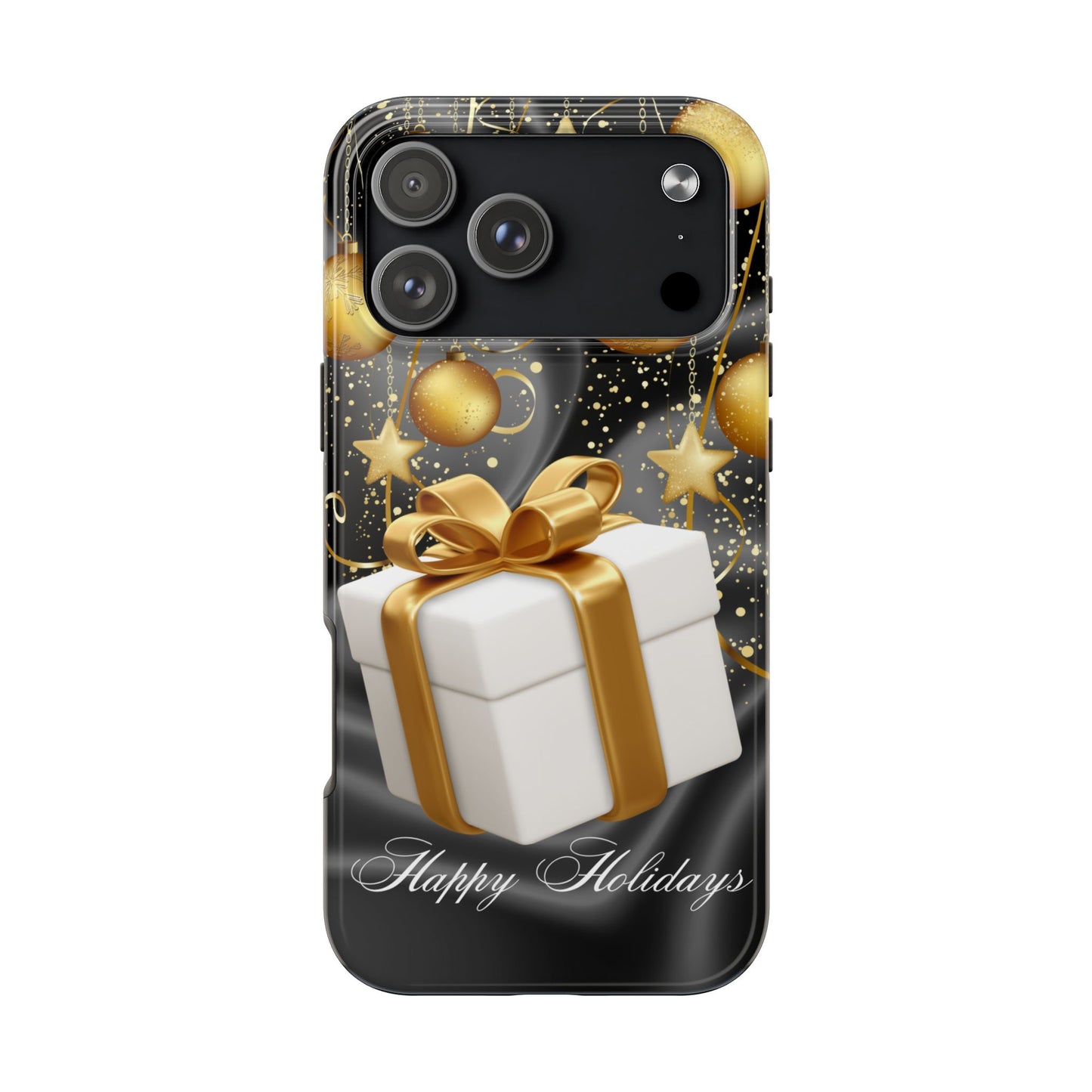Black & Gold Happy Holidays iPhone Case | Sole Artist Studio