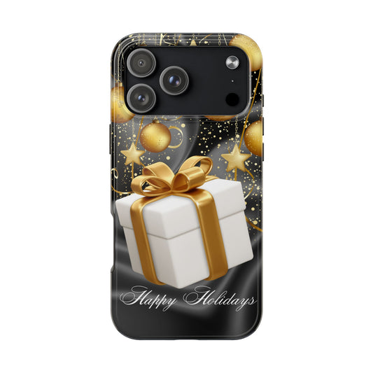 Black & Gold Happy Holidays iPhone Case | Sole Artist Studio