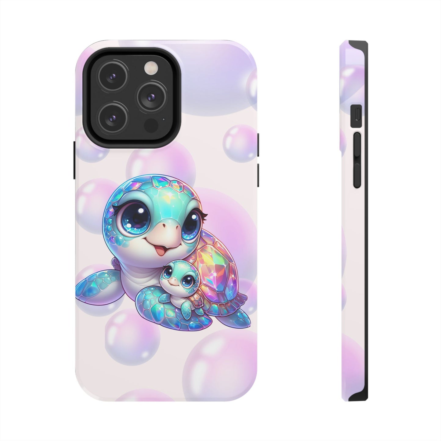Mama & baby sea turtles summer aesthetics iPhone case. Compatible with iPhone models 11-15 including all mini, plus, pro & pro max. Custom phone case for smartphones. design for Girls, Woman
