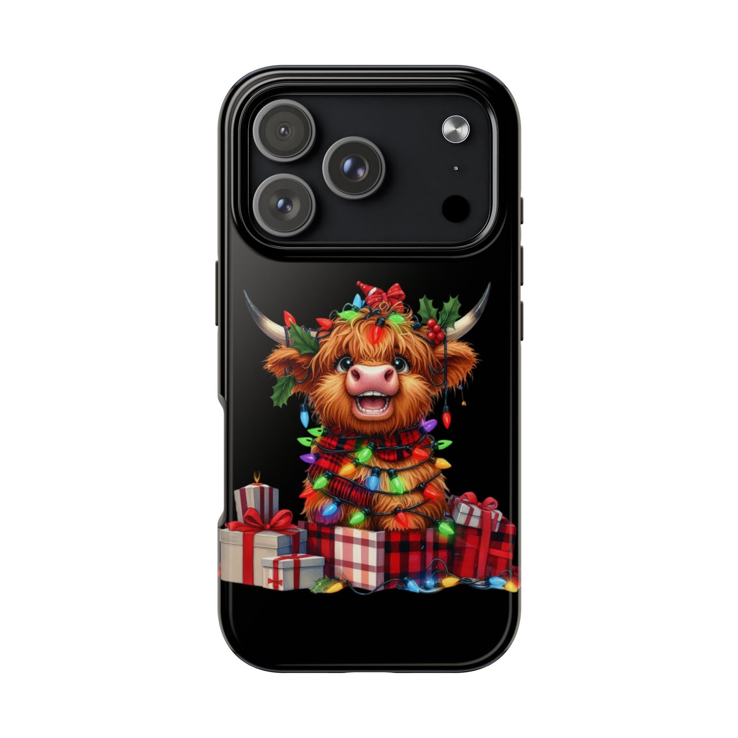 Christmas Lights Highland Cow iPhone Case | Sole Artist Studio