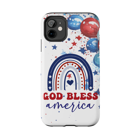 GOD Bless America phone case- 4th of July accessories-Red, white & blue- iPhone compatible