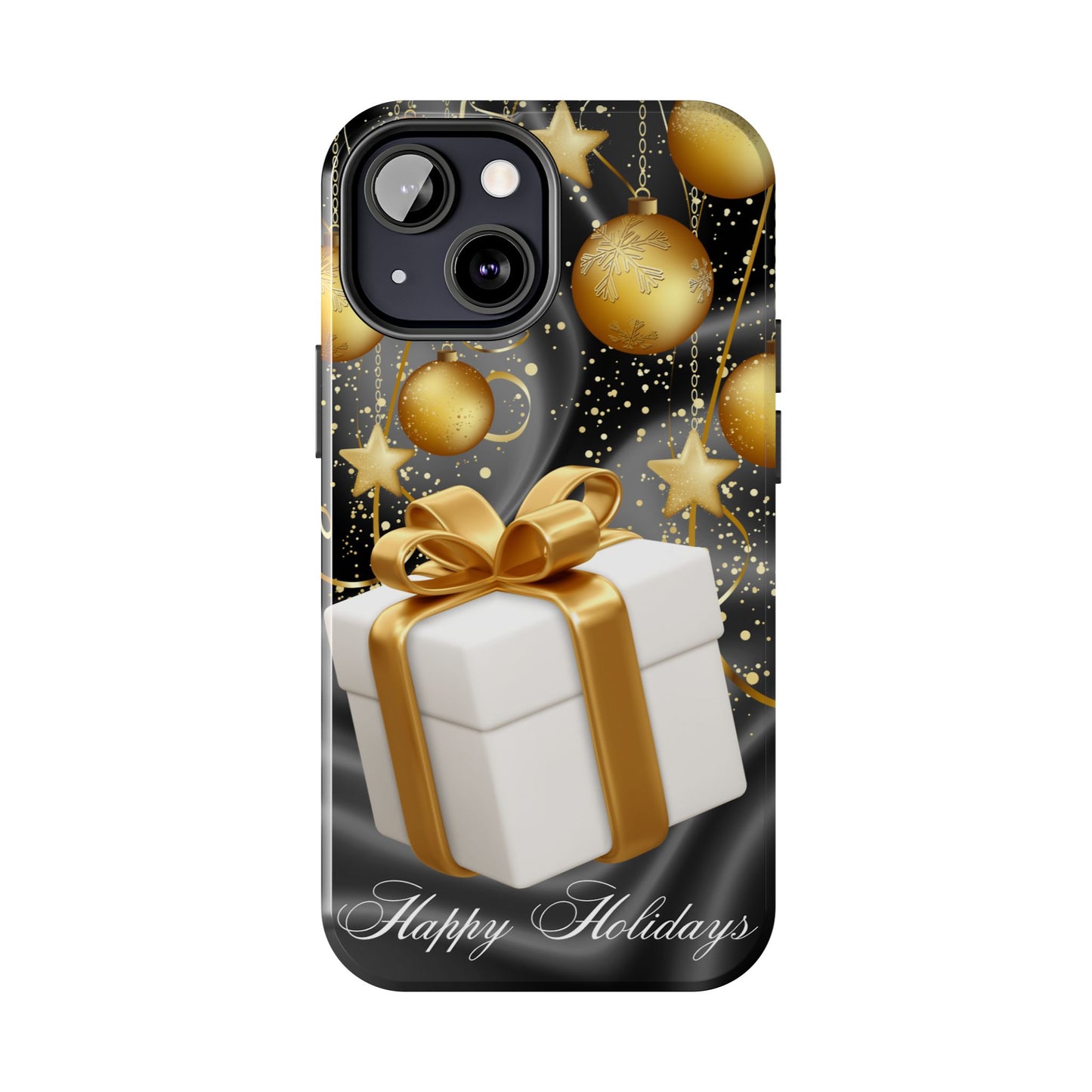 Black & Gold Happy Holidays iPhone Case | Sole Artist Studio