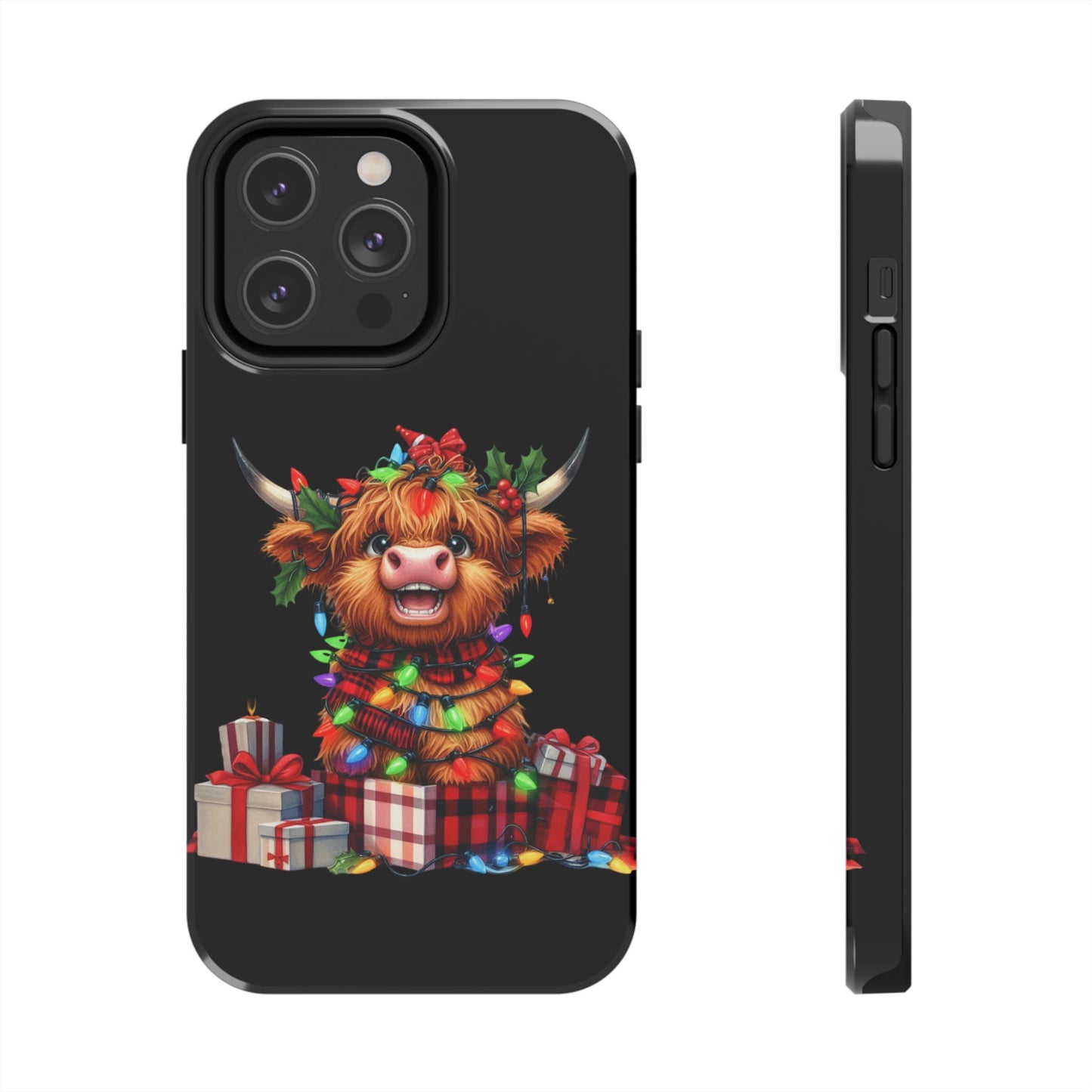 Christmas Lights Highland Cow iPhone Case | Sole Artist Studio