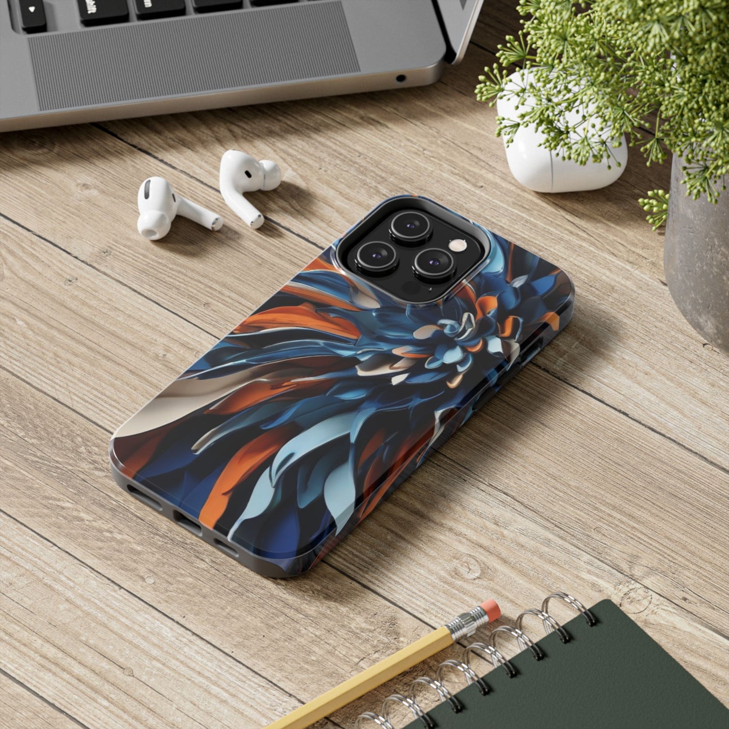 Blue & Orange Abstract Art Tough iPhone Case | Sole Artist Studio