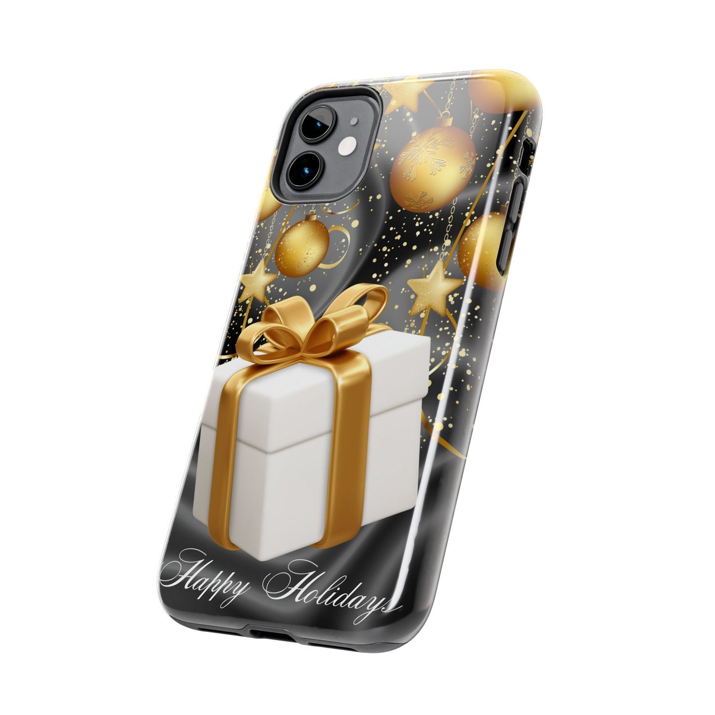Black & Gold Happy Holidays iPhone Case | Sole Artist Studio