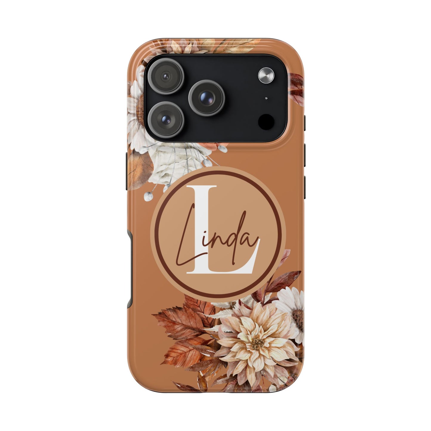 Custom Initial & Name Autumn Floral iPhone Case – Personalized Monogram Phone Cover