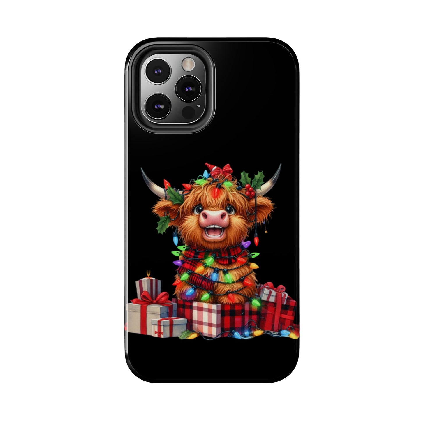 Christmas Lights Highland Cow iPhone Case | Sole Artist Studio