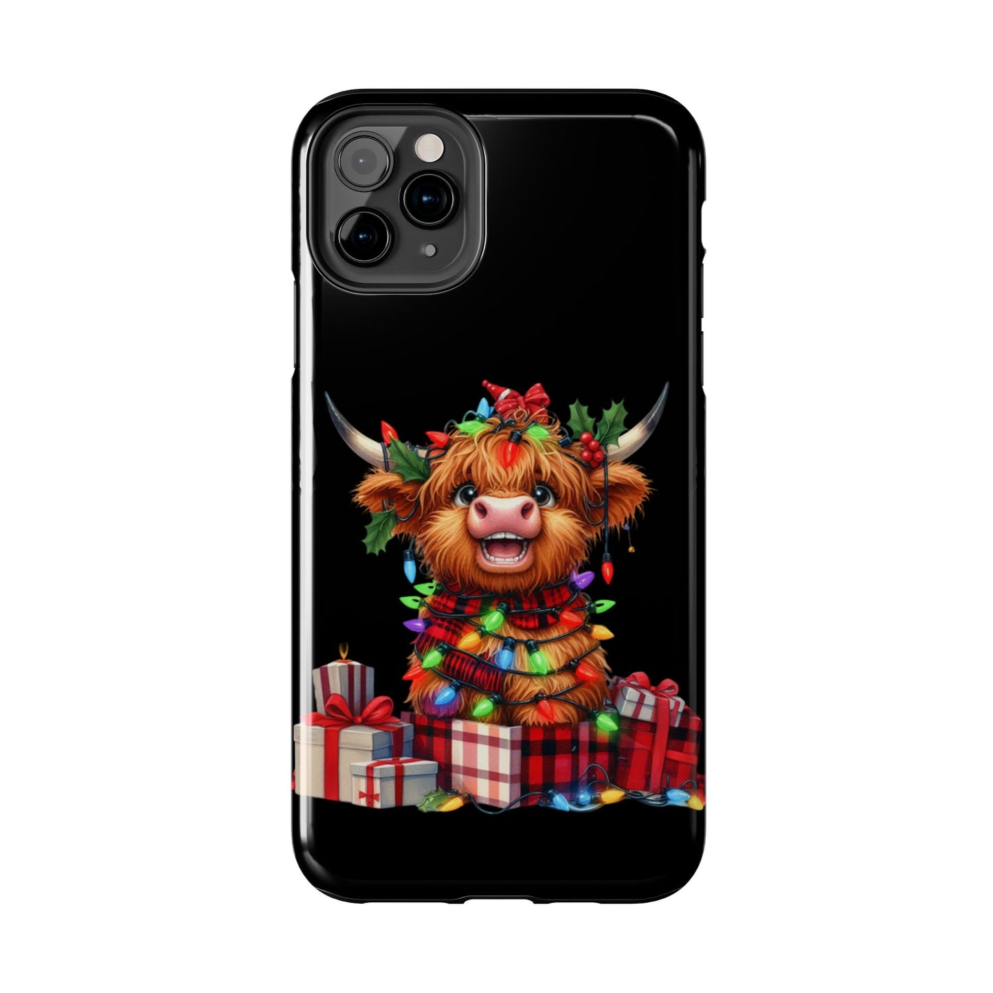 Christmas Lights Highland Cow iPhone Case | Sole Artist Studio