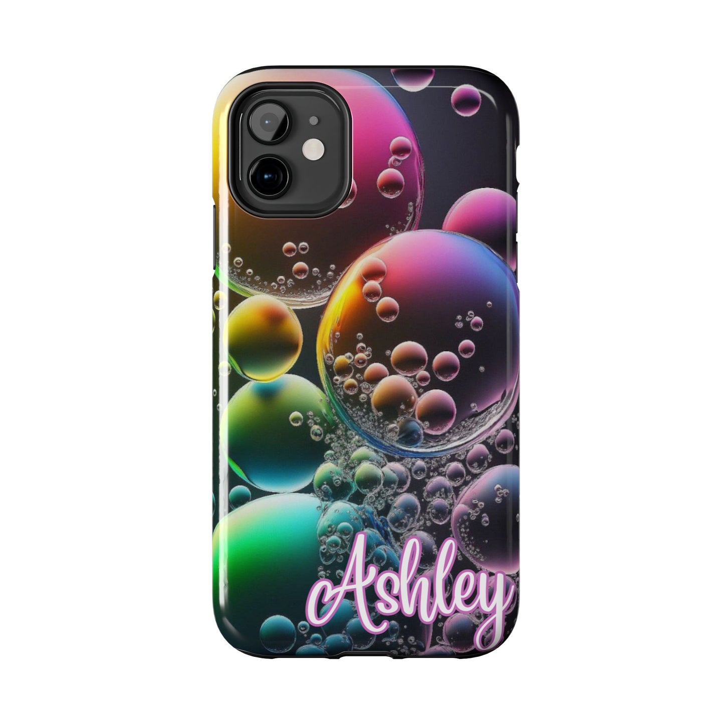 Custom Name Bubble iPhone Case – Personalized Colorful Phone Cover