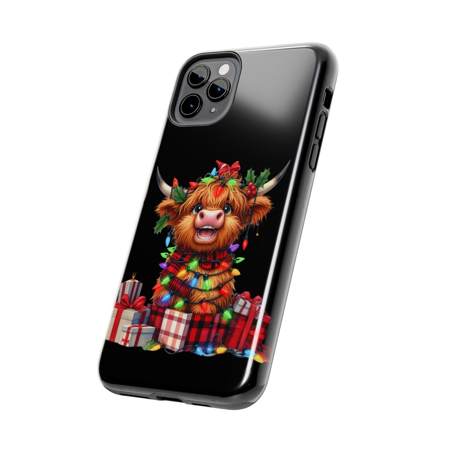 Christmas Lights Highland Cow iPhone Case | Sole Artist Studio