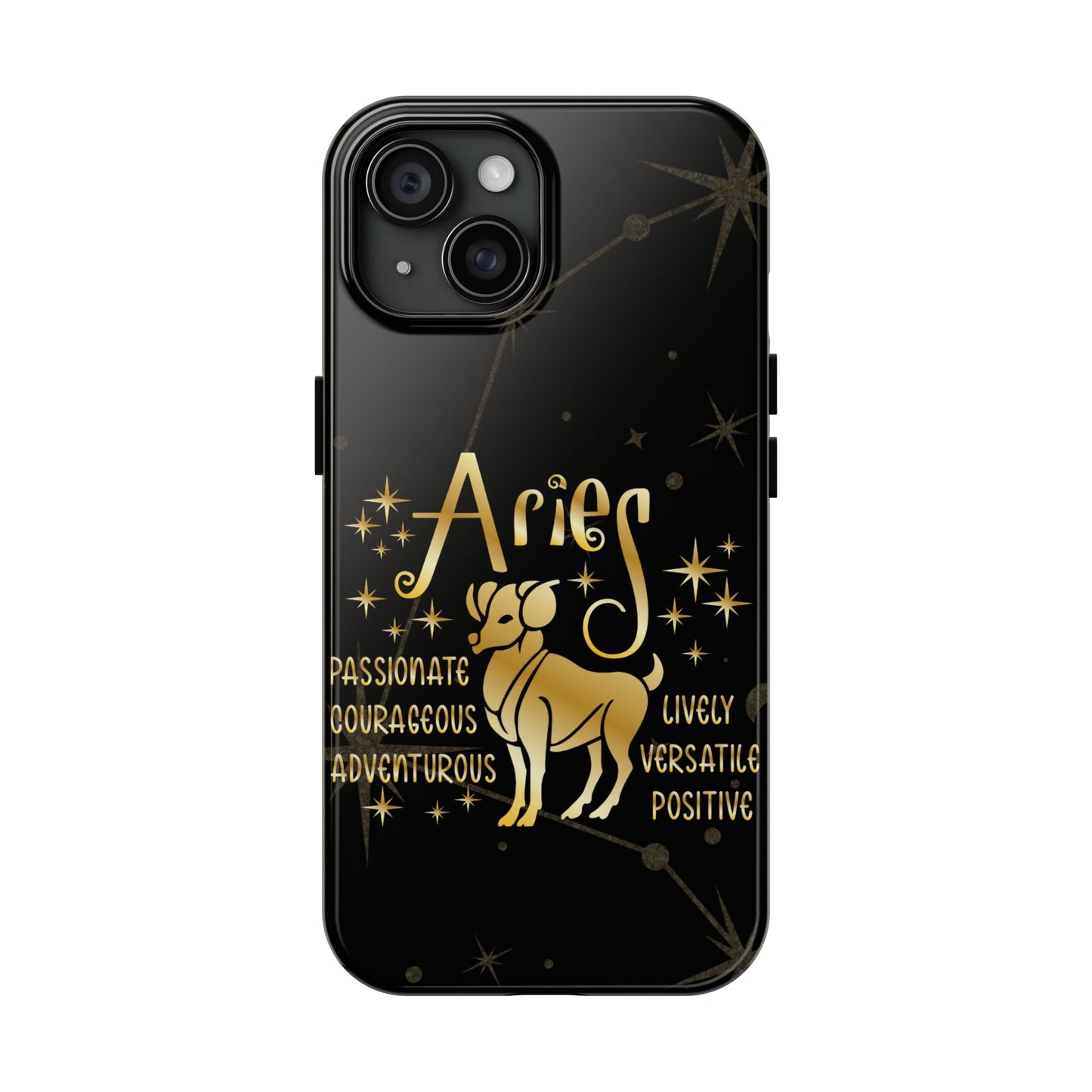 Aries traits, black & gold Iphone case