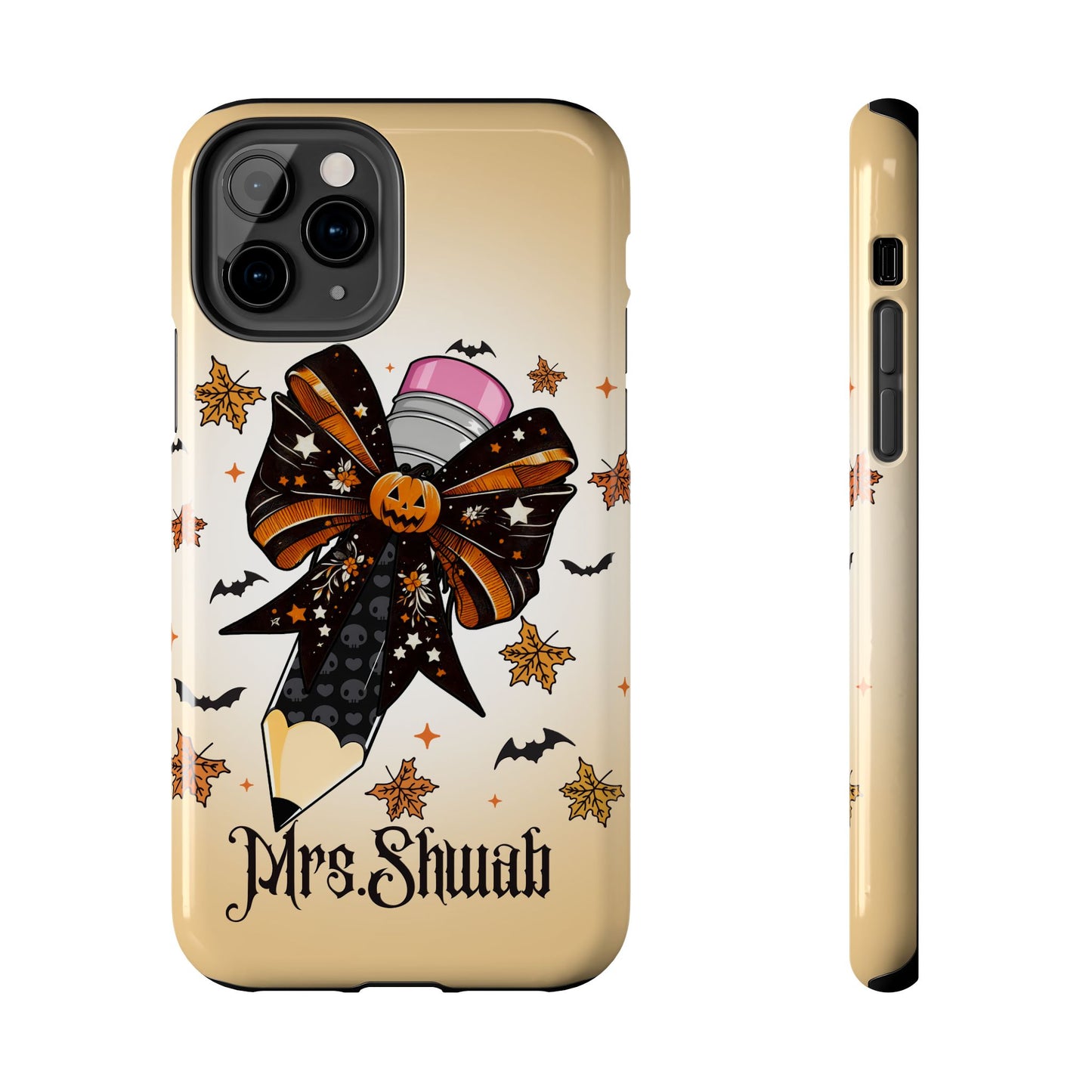 Custom Teacher Halloween iPhone Case – Personalized Spooky Bow Phone Cover
